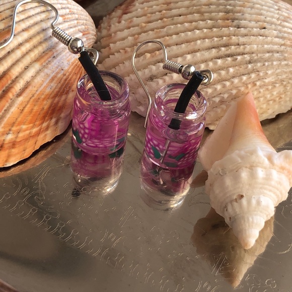 Grapes Drink Mason Jar Fashion Dangle Earrings - Picture 4 of 7